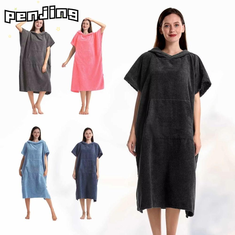 PENJING Surf Poncho Towel, Microfiber Extra Large Quick-Dry Towel, เสื้อคลุมอาบน้ํานุ่มหนา Hooded Beach Robe Beach
