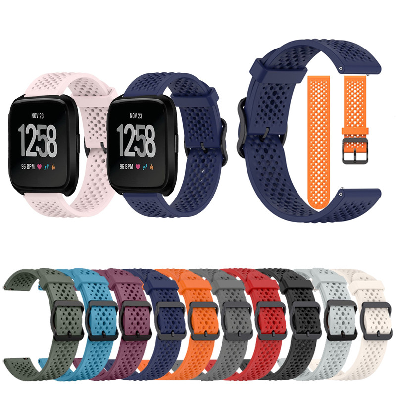 สําหรับ Fitbit Versa Lite SE Versa 2 versa 3 4 Sense 2 1 กีฬาสายรัดซิลิโคน Breathable Hole สายคล้อง