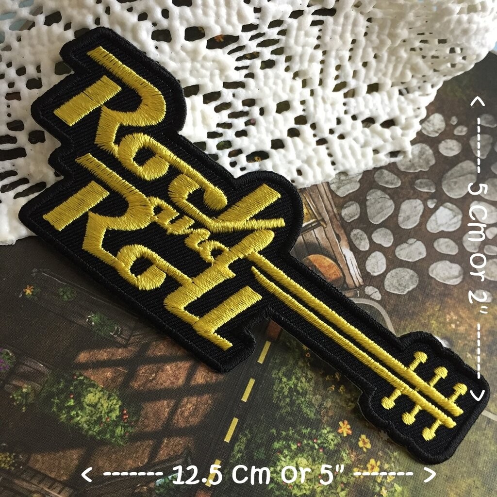 Rock and Roll กีตาร์ ตัวรีดติดเสื้อ อาร์มรีด อาร์มปัก ตกแต่งเสื้อผ้า หมวก กระเป๋า แจ๊คเก็ตยีนส์ Hipster Embroidered I...