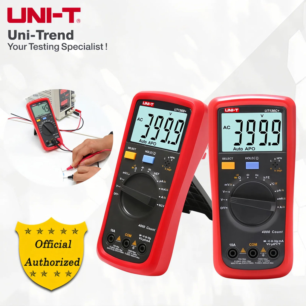 UNI-T UT136B+ UT136C+ มัลติมิเตอร์แบบดิจิตอลขนาดใหญ่ LCD Dual Display 1000V 10A AC DC โวลต์มิเตอร์ C