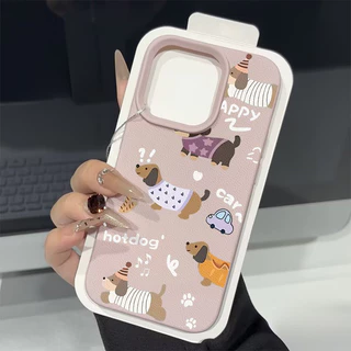 สุนัข เคสไอโฟน15 สำหรับ IPhone 7 12 11 13 16 14 Pro Max XS XR X 7Plus 8Plus Max 7 14 8 Plus SE แฟชั่น เปลือกหนังอ่อน