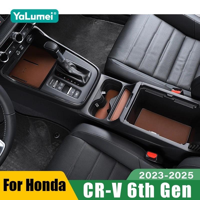 สําหรับ Honda CR-V CRV 6th Gen 2023 2024 2025 หนังไฮบริด Anti-Slip ถ้วยรถประตู Slot Pad อุปกรณ์ตกแต่