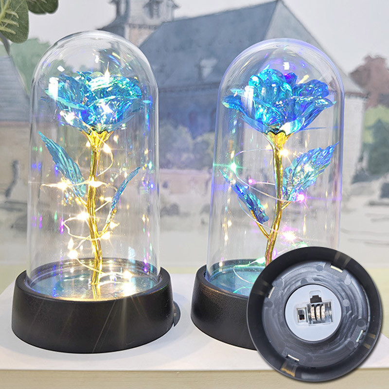ร้อน กุหลาบสีแดงพร้อมไฟ LED ในโดมโปร่งใส Rose Beauty และ Beast สําหรับงานแต่งงานตกแต่งครบรอบคนรัก Ro