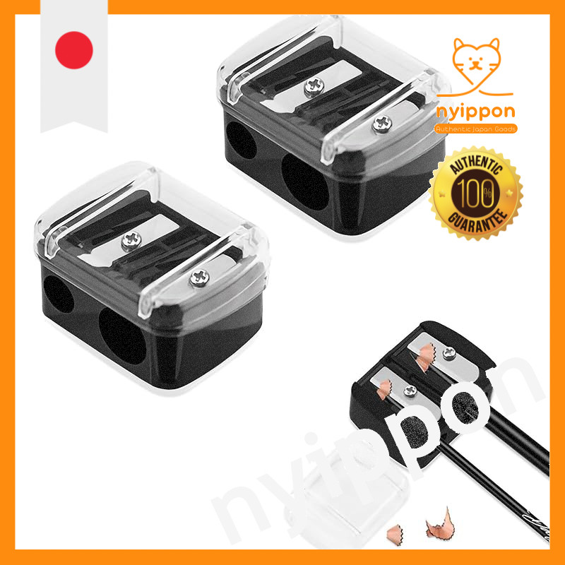 SZSL Eyeliner Sharpener [Set of 2, Black] Eyebrow Pencil Sharpener Mini Pencil Sharpener 2-Hole Desi