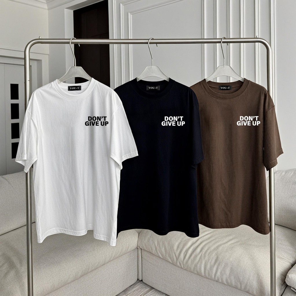 Basi💥เสื้อยืด oversize unisex สตรีทแฟชั่น โคตรนุ่ม เสื้อ cotton 100% ไม่หดตัวลาย เสื้อไม่ยับ ลาย "GIVE UP"