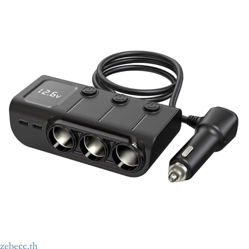 Zebecc 120W ที่ชาร์จแบตในรถพร้อม USB C 2 USB และ 3 พอร์ต USB A ชาร์จไฟแช็ก