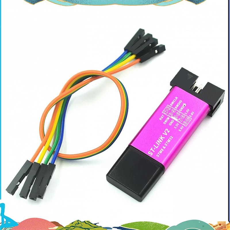 ST Link V2 Mini STM8 STM32 Simulator ดาวน์โหลดการเขียนโปรแกรมโปรแกรมเมอร์พร้อมฝาครอบสาย DuPont (สีสุ