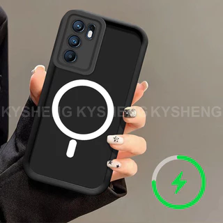 สําหรับ OPPO Reno 6 4G 5G 6Z 5G Reno 6 PRO 6 PRO + เคสโทรศัพท์ชาร์จแม่เหล็ก Simple anti drop ถุงลมนิรภัยซิลิโคน TPU soft shell 012