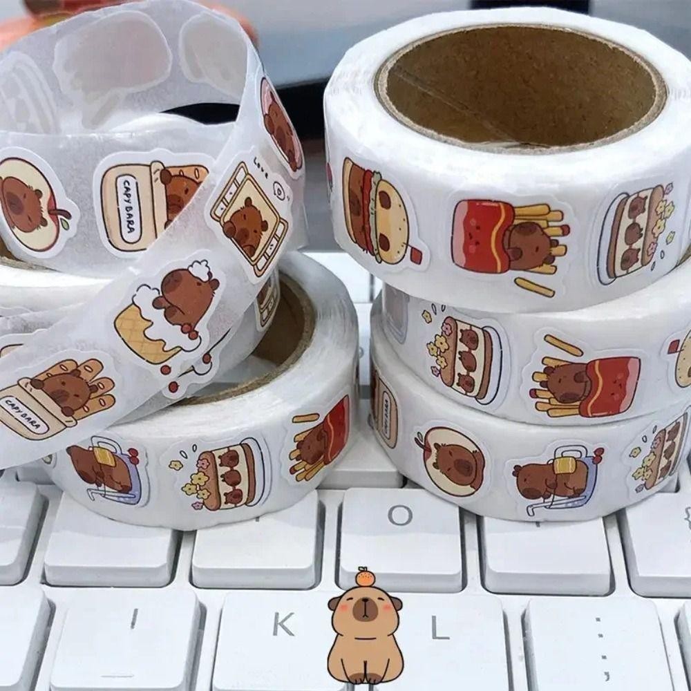 BANDOLERA 500 ชิ้น Capybara สติกเกอร์, PVC กันน้ํา Self-Adhesive Decals, แฟชั่นสร้างแรงบันดาลใจเครื่องเขียนป้ายสมุดภาพ - รูปที่ 3
