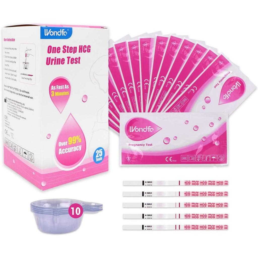 Wondfo Pregnancy Test 25 Strips Early Detection Pregnancy Tests 10 MIU/ml Reliable and Fast Result w