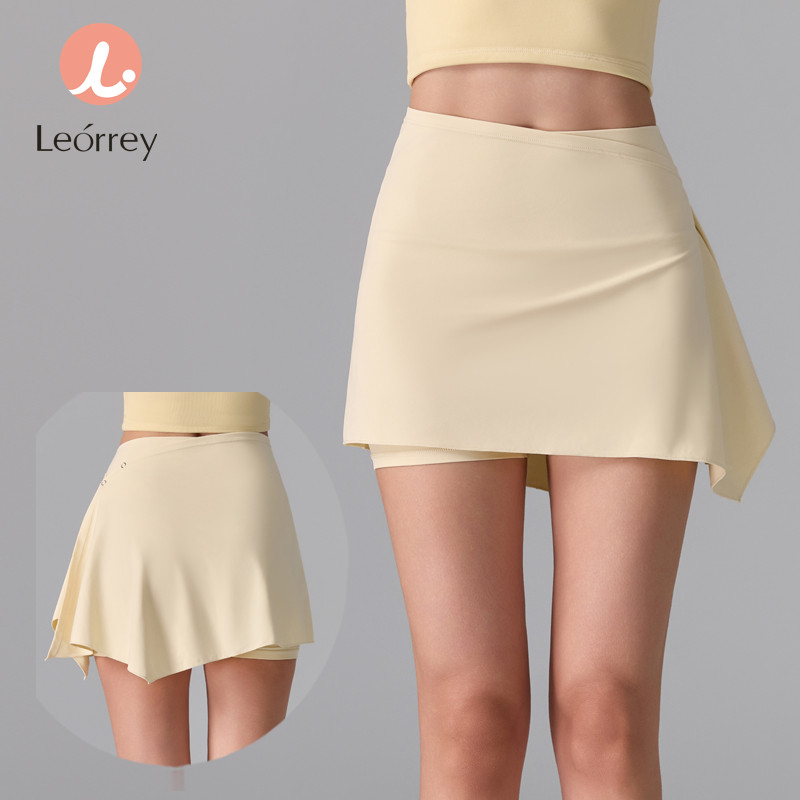 Leorrey-กางเกงโยคะขาสั้นไร้ตะเข็บยกสะโพกเอวสูงสองชิ้น กางเกงออกกำลังกายดีไซน์สปอร์ต
