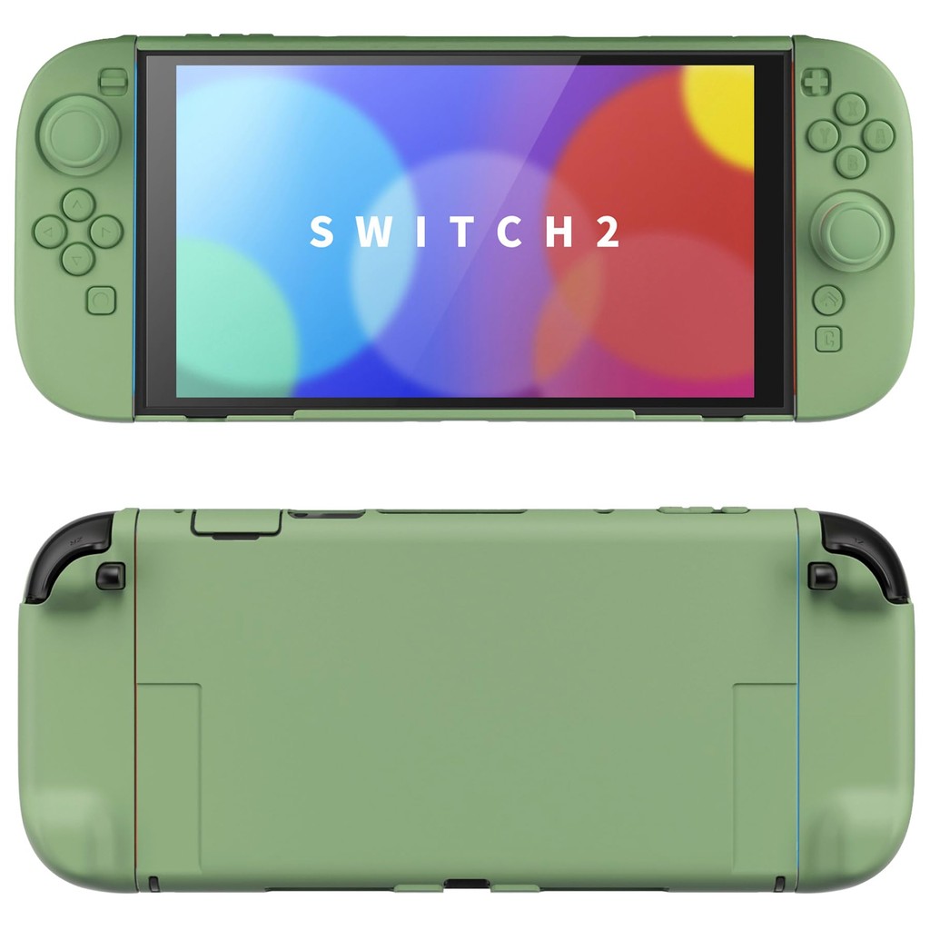 เคสแข็งสําหรับ Nintendo Switch 2 พร้อมขาตั้งพิเศษ & Thumb Grip Caps | การออกแบบแยก, ฝาครอบเปลือกเต็มตัวแบบป้องกัน Dockable สีเขียว