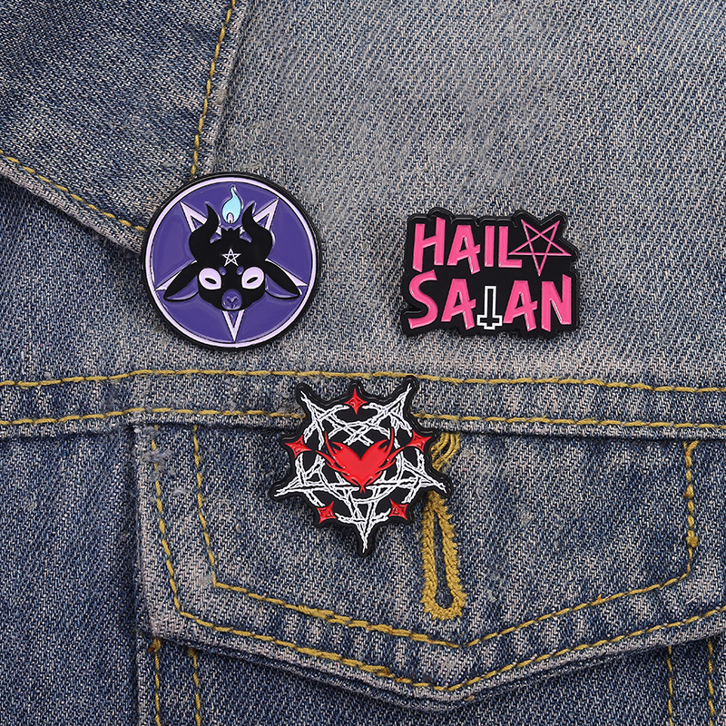 เข็มกลัดโลหะสไตล์โกธิคมืด สัญลักษณ์ซาตานิค เครื่องประดับแฟชั่นสําหรับเสื้อผ้า กระเป๋า ของขวัญ - รูปที่ 2