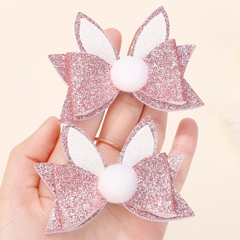 กระต่ายคลิปผมมือทำ สไตล์ Swan Tail สำหรับเด็กและสาว 2 ชิ้น ในเซ็ต ของขวัญที่เหมาะเจาะ