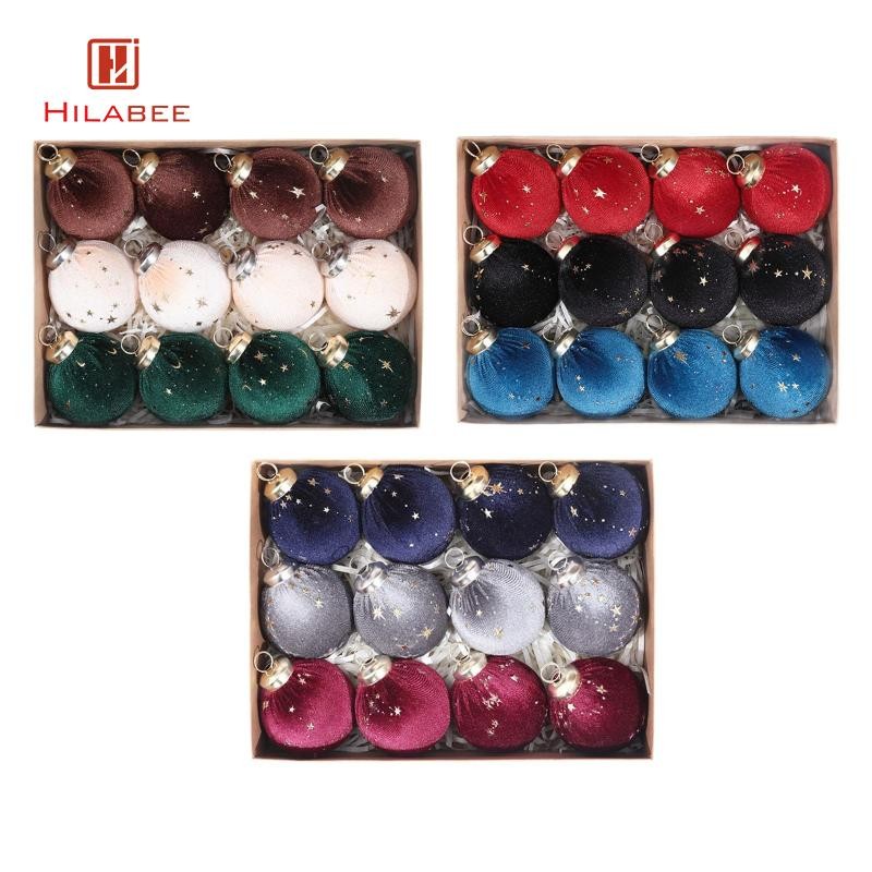 [hilabee] 12 ชิ้นเครื่องประดับแขวนคริสต์มาสเครื่องประดับลูกบอลคริสต์มาสกันกระแทกตกแต่งแขวน Baubles สําหรับลานประตูปีใหม่