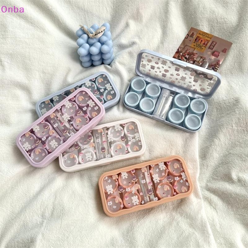 Onba น่ารักแบบพกพาการ์ตูนสุนัขหมี Eye Contacts พร้อมกระจกคอนแทคเลนส์สีเลนส์คอนเทนเนอร์กล่องสําหรับ P