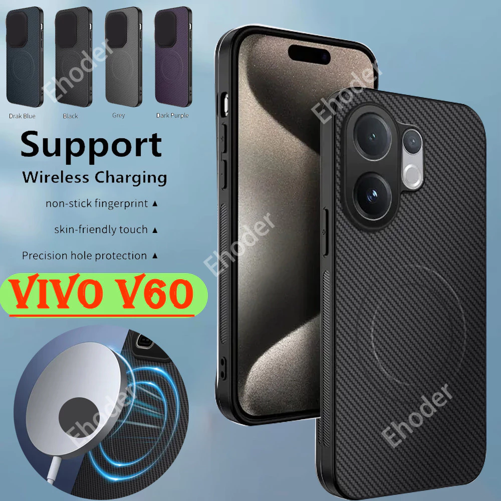 ปลอกสําหรับ VIVO V60 V60Lite Lite 5G 2025 เคสโทรศัพท์แฟชั่นใหม่แม่เหล็กกันกระแทกสําหรับ VIVOV60Lite VIVOV60 V2511 V 60 หรูหราคาร์บอนไฟเบอร์กรณี