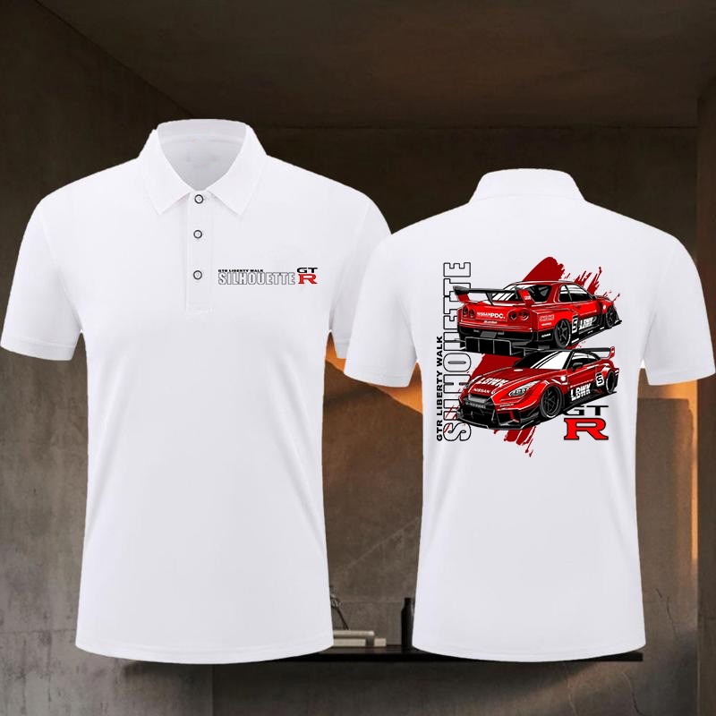 💜 เสื้อ รูปแบบใหม่ Nissan Skyline 35 R35 GTR35 GTR POLO shirt จอร์เก้น คล็อปป ชายและหญิง ครึ่ง เหมาะ