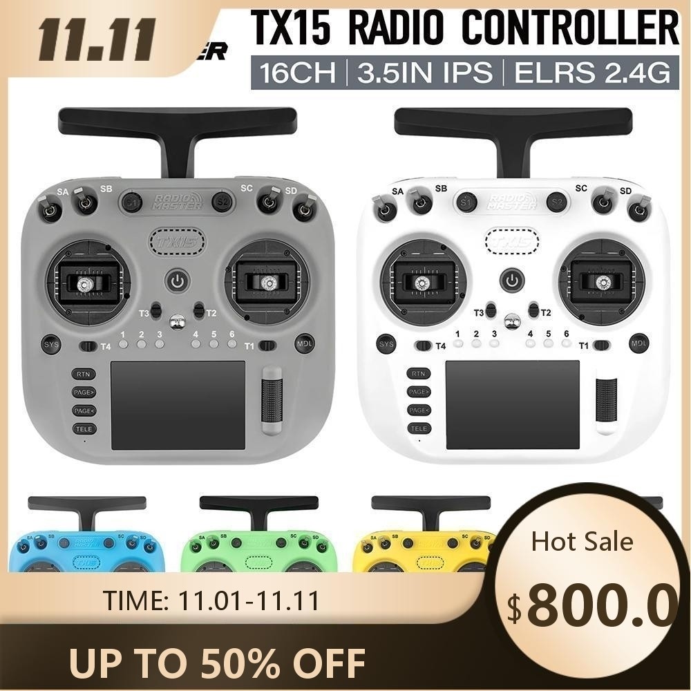 RadioMaster TX15 ตัวควบคุมวิทยุ 16CH 3.5in IPS ELRS 2.4G 6.6–8.4V V5.0 Hall 480320 ความละเอียดพัดลมใ