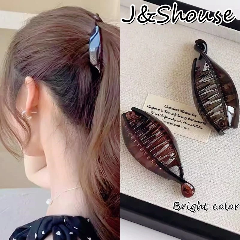 คลิปผมหางม้าสีน้ำตาลและสีเทา สำหรับผู้หญิง