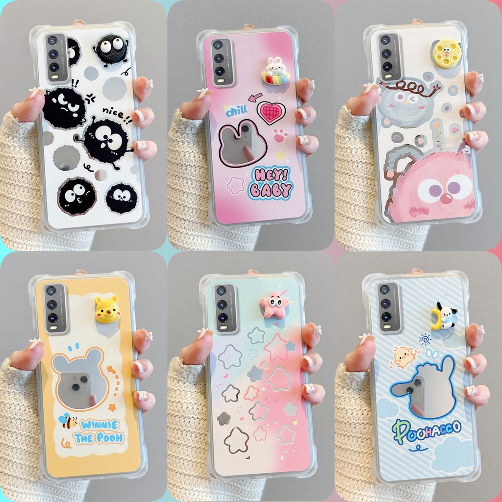 เคส VIVO Y20 Y20S Y12S Y12A กระจก‌สี่มุมป้องกันกรณีโทรศัพท์หล่น