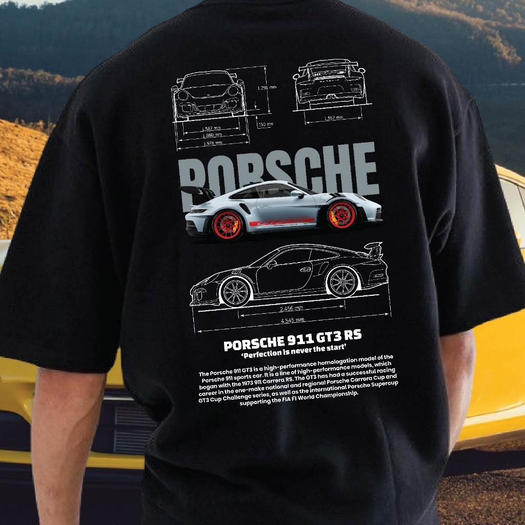 เสื้อ 911 GTS ผ้าคอตตอน 100%, สีขาวและดำ, ใส่สบาย,พร้อมส่ง!