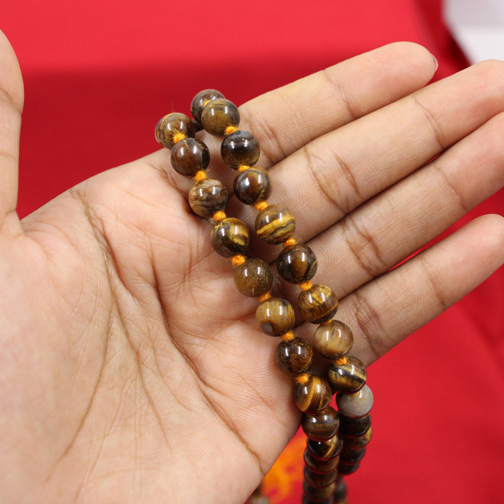 Tiger Eye Mala/Mlai สร้อยคอคริสตัล Mala 108 ลูกปัด Jaap Mala สําหรับ Reiki Healing และคริสตัล Healin