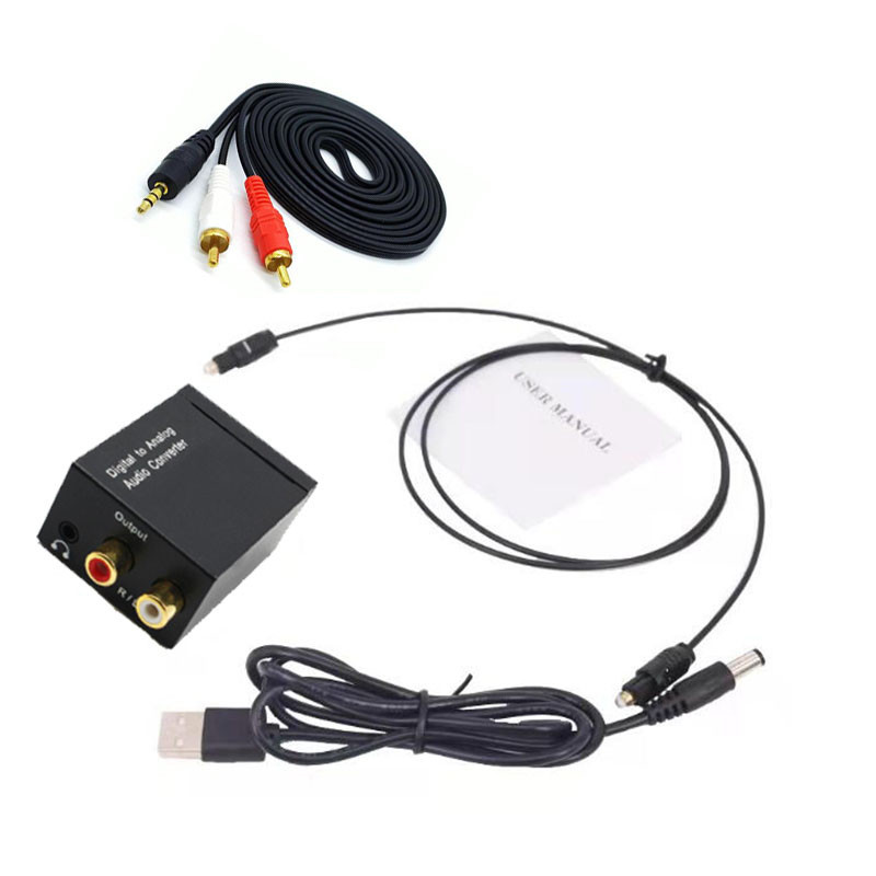 อะแดปเตอร์แปลงเสียงดิจิตอล Coaxial Toslink Optical spdif to Analog L/R RCA ขนาด 3.5 มม.
