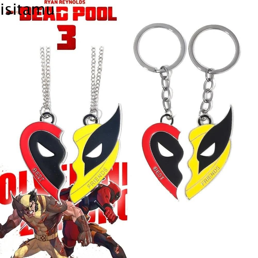 Isitaft Electroplating Matching จี้, Deadpool & Wolverine Marvel Superhero การ์ตูนจับคู่จี้, การ์ตูนภาพยนตร์อุปกรณ์ต่อพ่วงโลหะผสมตลกพวงกุญแจโลหะ Marvel แฟน