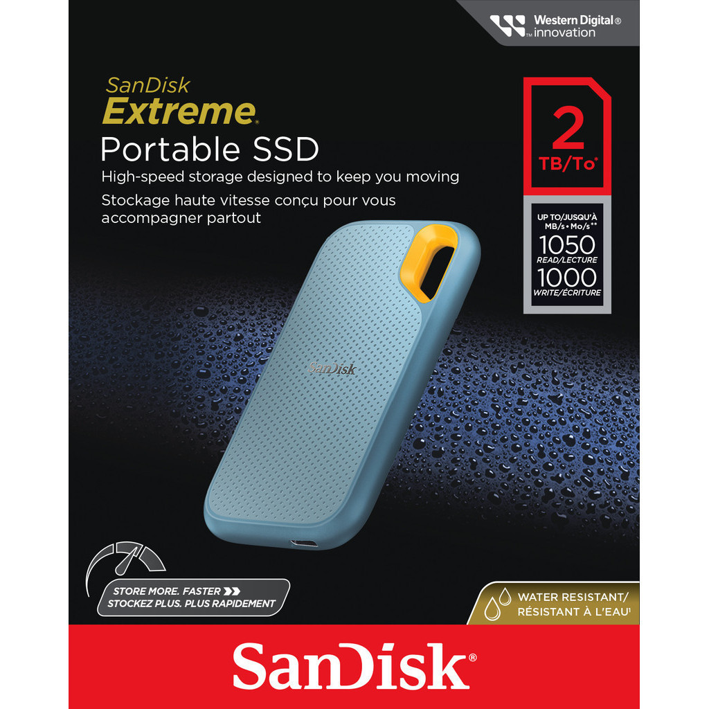 (ส่งด่วน) SANDISK Extreme external SSD 2TB (1050MB) SkyBlue TypeC USB3.2 Gen2 Portable SSD SDSSDE61-