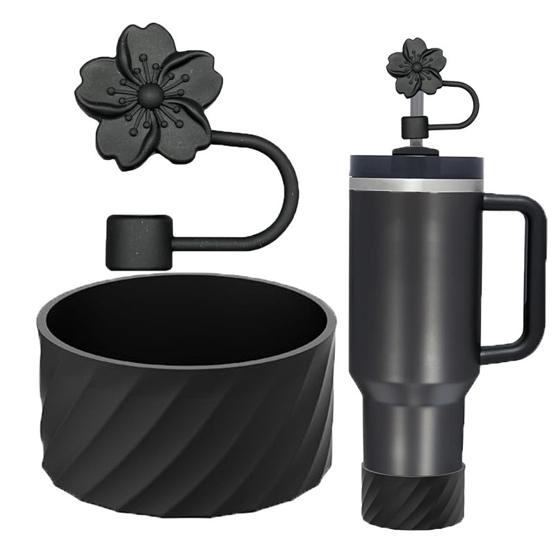 2pcs Stanley ฟางหมวก topper Tumbler ซิลิโคน Boot ชุดฟางฝาปิดขวดน้ํา Protector Boot สําหรับ 40oz Stanley ถ้วยอุปกรณ์เสริม