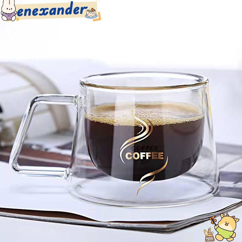 Enexander 200ml ถ้วยชากาแฟฉนวนแก้วอาหารเช้า Borosilicate สูง