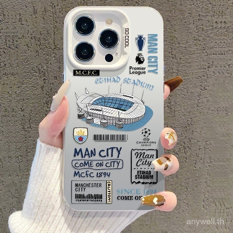 Manchester City Football Stadiumเคสโทรศัพท์สําหรับiPhone 12 promax 13 mini 14/15 plus 11 pro max x xr xs 7P 8P matte IMDแฟชั่นฟุตบอลกีฬากรณี