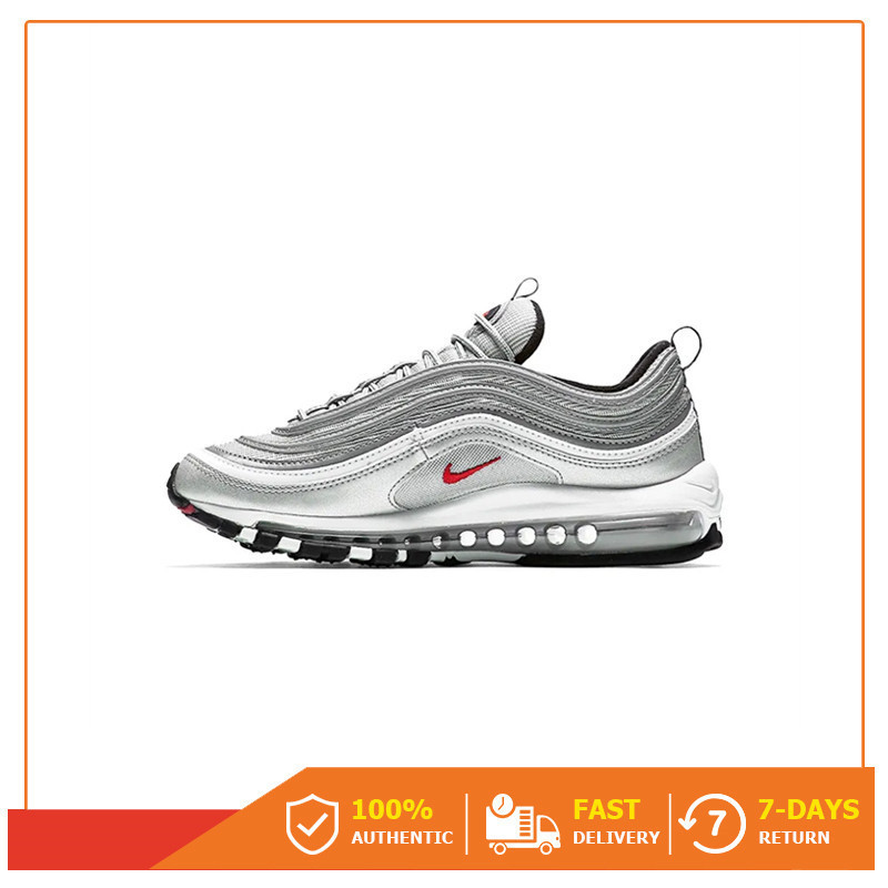 【ขายดีเป็นเทน้ำเทท่า】 เคาน์เตอร์ของแท้ Nike Air Max 97 " Silver Gray " รองเท้ากีฬา