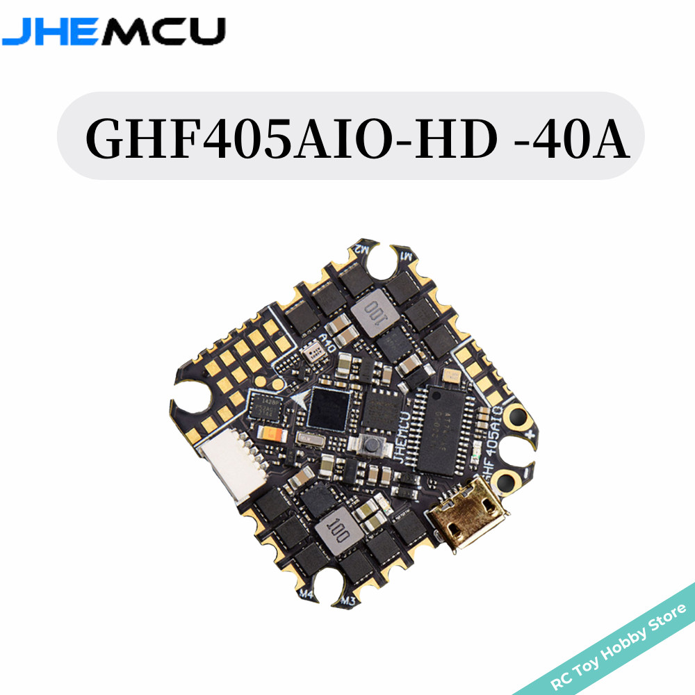 Jhemcu GHF405AIO-HD Betaflight F405 OSD ตัวควบคุมการบิน พร้อมโดรนแข่งขัน 40A ESC PWM Dshot600 2-6S ส