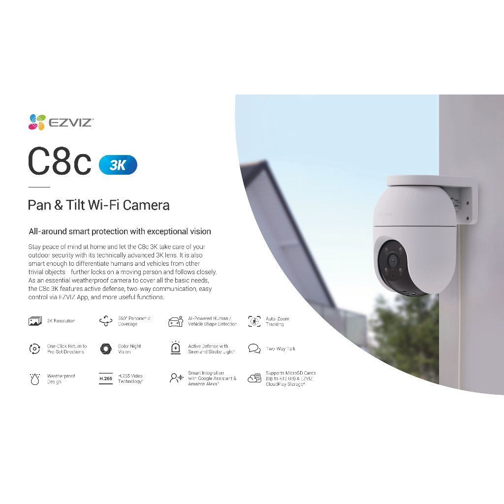 กันของหาย EZVIZ C8C 3K 5MP CAMERA WI-FI แบบแพนและเอียง รับประกัน 2ปี