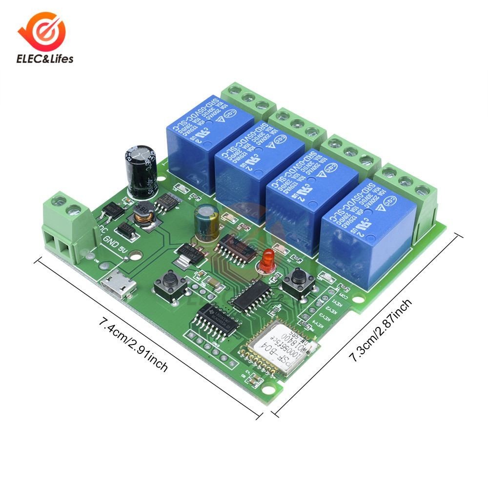★4 Way eWelink WiFi Relay Module Remote Wireless Switch DC 5V 7-32V 10A Time Delay Relay Phone APP C