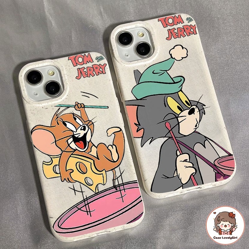 ส่งจากไทย การ์ตูนแมวและเมาส์คู่ เคส iPhone 15 11 13 14 12 pro max XR 7 8plus Xs Max ตอซังข้าว Soft Case