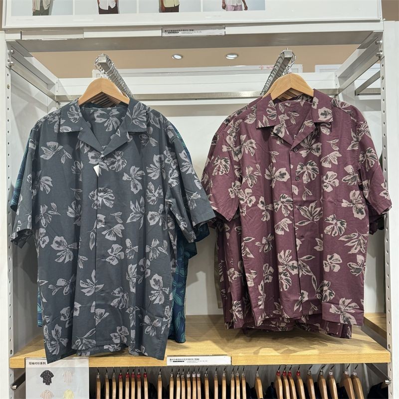 ญี่ปุ่นเดี่ยวฤดูร้อนเสื้อผ้าผู้ชายผู้หญิง เป็นกิริยาช่วย ผ้าฝ้ายผสมพิมพ์เปิดเสื้อคอปกเสื้อแขนสั้นแจ็คเก็ตบาง473060