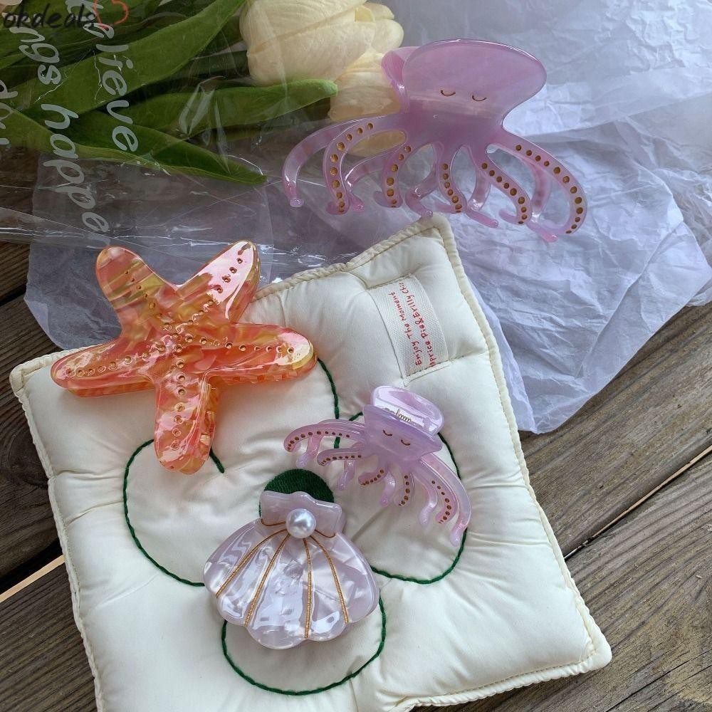 Okdeals กิ๊บติดผมปลาดาว, Ocean Series Headdress Octopus Hair Claw, แฟชั่นอุปกรณ์เสริมผม Acetate Headwear แมงกะพรุน Hairpin ผู้หญิง
