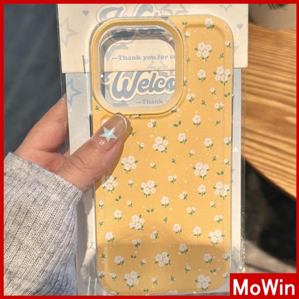 Mowin - สำหรับ iPhone 15 Pro Max เคสใส TPU ปุ่มชุบไฟฟ้าอ่อนป้องกันกล้องกันกระแทก ดอกไม้สีขาว เข้ากันได้กับ iPhone 14 13 12 11 XS XR 7Plus 8 Plus