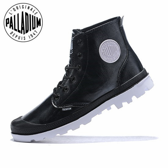 Palladium Mens Shoes หนังแท้ High-Top Shoes Full Leather Womens Shoes Outdoor Martin Boots Couple Style (4 สี) (ขนาด 35-45)
