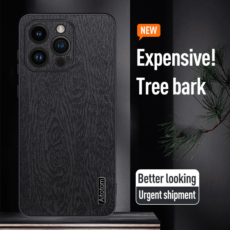 สําหรับ iPhone 15 14 13 12 11 Pro XS Max XR X 7 8 Plus เคสโทรศัพท์, ธุรกิจ High-end Tree Grain หนังเนื้อซิลิโคน