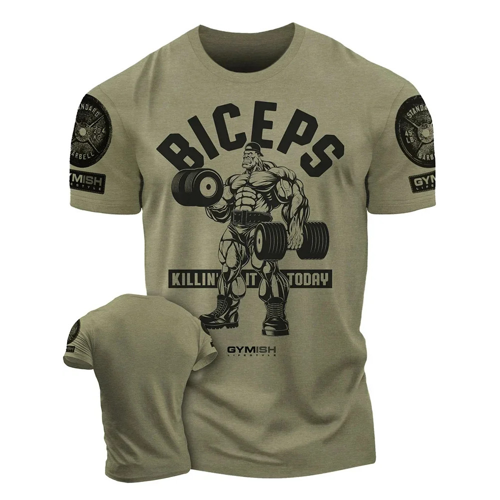 2024 ฤดูร้อนใหม่รูปแบบตลก 3D พิมพ์ออกกําลังกายเสื้อยืด Gym เสื้อยืดผู้ชายความเรียบง่ายแขนสั้นกล้ามเนื้อ Man Tough Guy เสื้อยืด