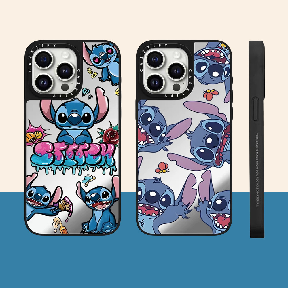 Stitch Mirror Hardเคสโทรศัพท์สําหรับiPhone 15 ProMax 15Pro 15 14 13 12 11 Pro Maxกรณีห่อกันกระแทกด้านหลังอะคริลิค