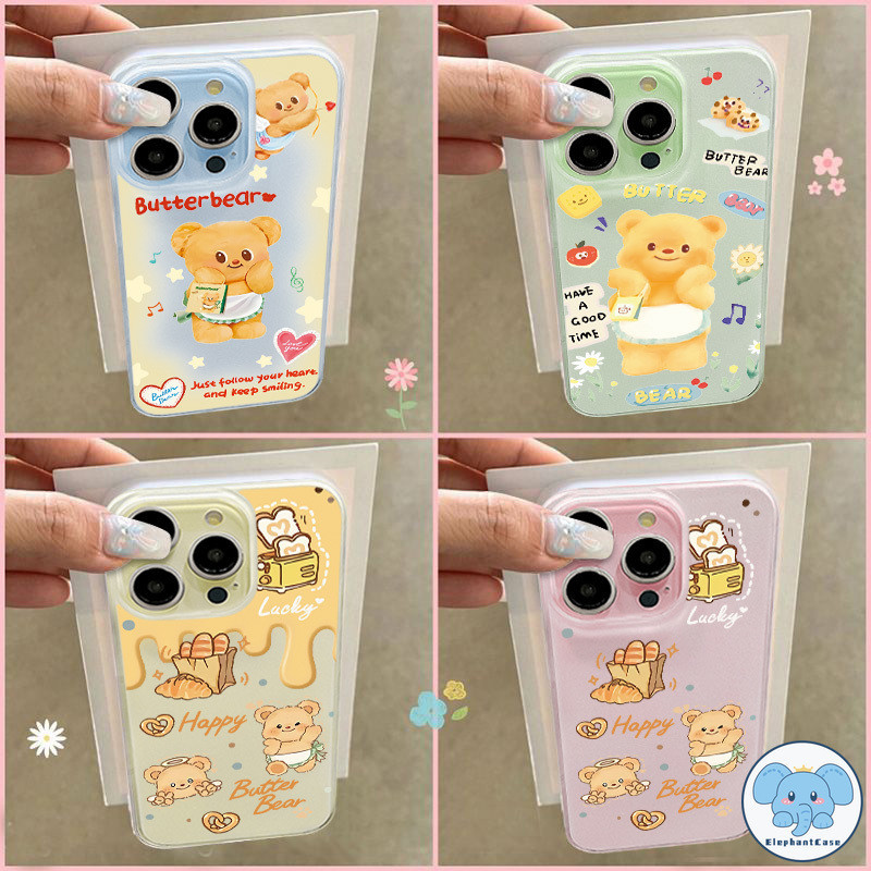 หน้าน่ารักเนยหมีรักขนมปังกล่องน้ำผึ้งเข้ากันได้กับ IPhone 11 13 XR 7Plus 15 14 12 Pro Max 8Plus X XS MAX SE 2020 11pro