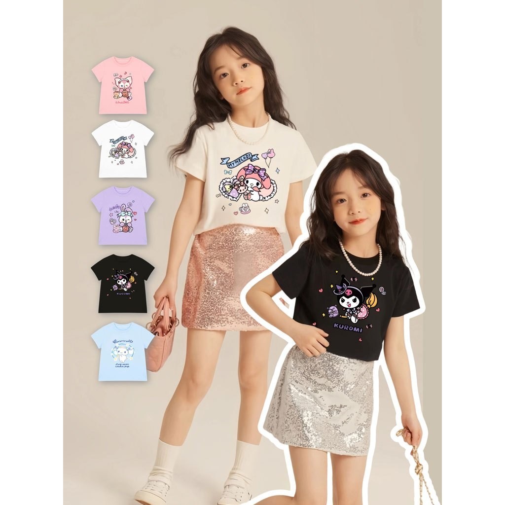 เสื้อยืดเด็กผู้หญิง เสื้อเด็กผ้า เสื้อยืดแขนสั้นเด็กสไตส์เกาหลี สกรีนลายการ์ตูนน่ารักใส่ได้ทั้งหญิงและชาย