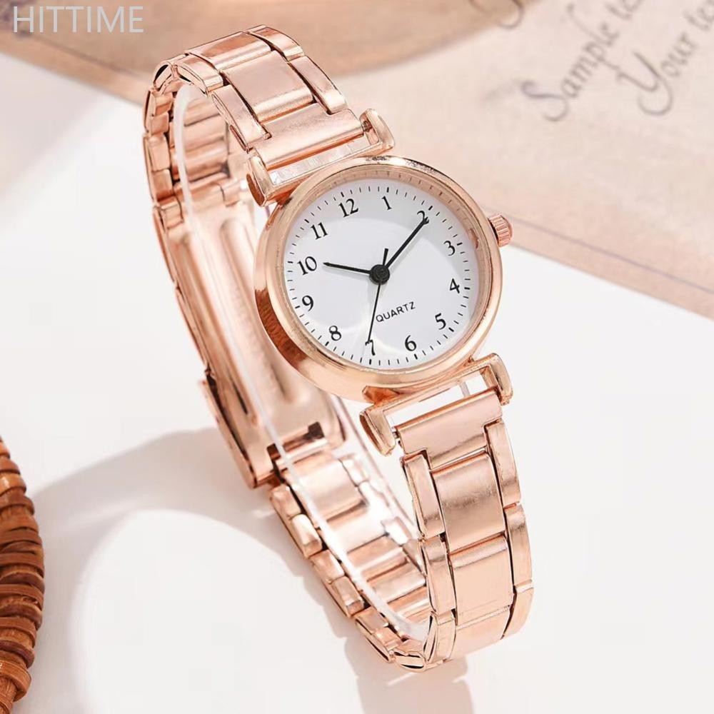 Hittime Simple Retro อเนกประสงค์ควอตซ์นาฬิกาผู้หญิงสบายๆขนาดเล็กควอตซ์แฟชั่นแถบเหล็กสุภาพสตรีนาฬิกาข้อมือ J9Y9