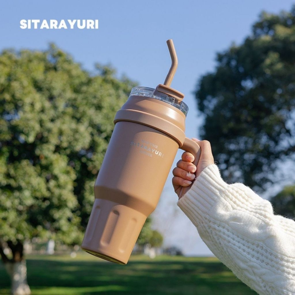 แก้วเก็บความเย็น SITARAYURI  หูจับข้างแก้วแข็งแรง เก็บเครื่องดื่มเย็นหรือร้อนได้ สแตนเลส 304 ขนาด 1200ml , 1400ml - รูปที่ 6