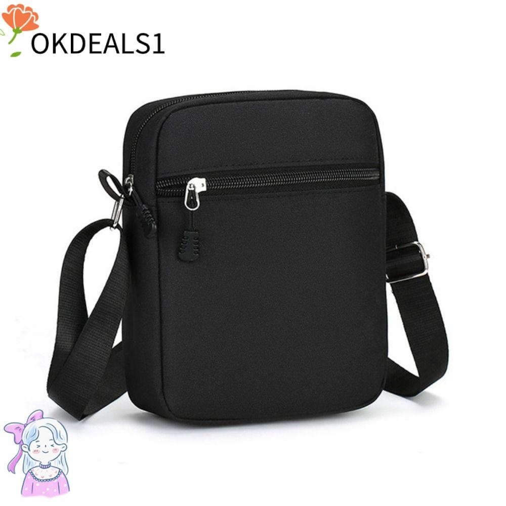 Dealshop กระเป๋าสะพายไหล่, กระเป๋าสะพายข้างขนาดเล็ก, กระเป๋าโทรศัพท์มือถือสีดําทนทานผู้ชาย